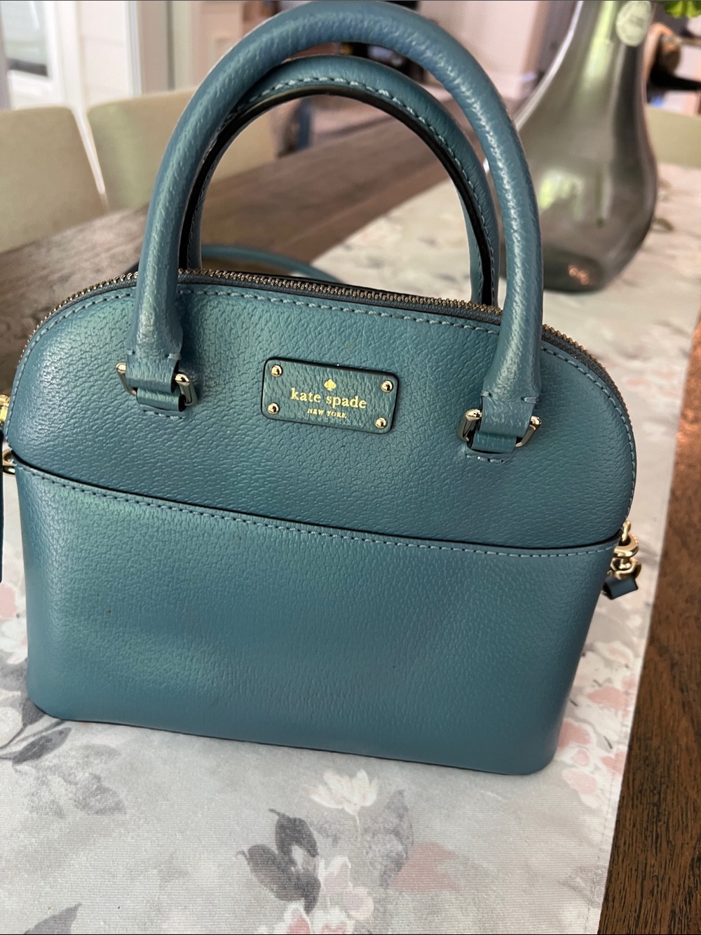 kate spade Teal Pebbled Leather Dome Crossbody